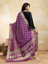 KcPc Pure Georgette Banarasi Bandhani Dupatta Purple