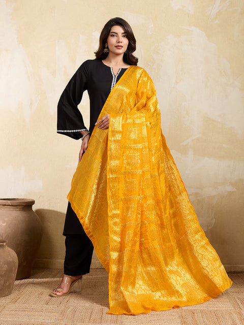 KcPc New Beautiful Silk Bandhani Dupatta with Handmade Work