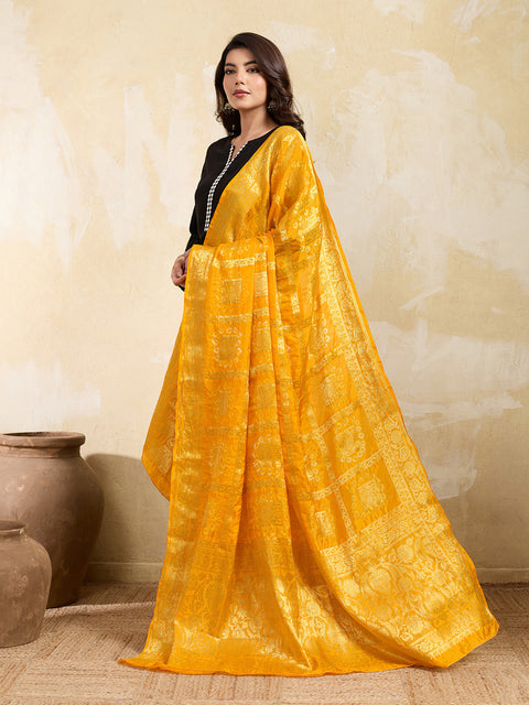 KcPc New Beautiful Silk Bandhani Dupatta with Handmade Work