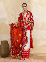 KcPc Pure Georgette Rajasthani Chunri DupattasRed Orange pilaAJM
