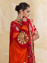 KcPc Pure Georgette Rajasthani Chunri DupattasRed Orange pilaAJM