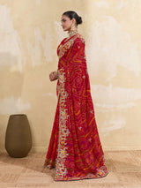 Thread Zari Work saree in rajshani chunri styel