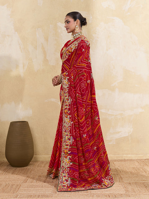 Thread Zari Work saree in rajshani chunri styel