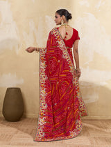 Thread Zari Work saree in rajshani chunri styel