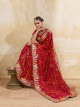 Thread Zari Work saree in rajshani chunri styel