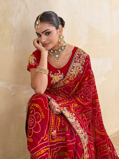 Thread Zari Work saree in rajshani chunri styel
