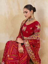 Thread Zari Work saree in rajshani chunri styel