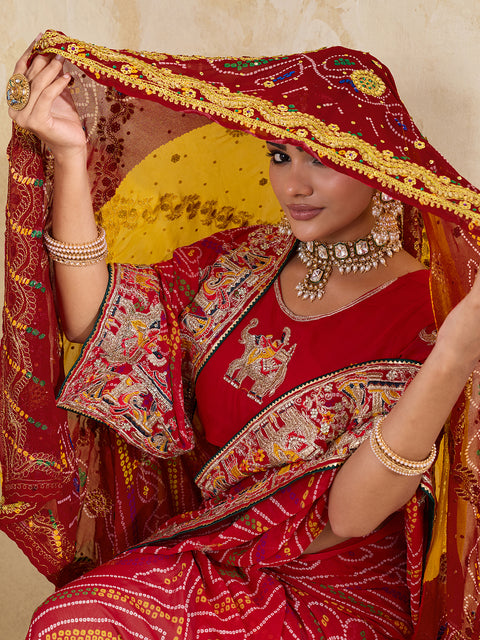 KcPc Latest Pure Georgette Rajasthani Chunri Dupatta  (pomcha)