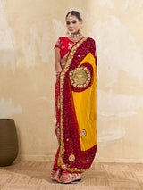 KcPc Pure Georgette Rajasthani Chunri DupattasRed Lemon PomchaAJM