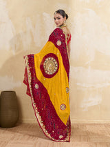 KcPc Pure Georgette Rajasthani Chunri DupattasRed Lemon PomchaAJM