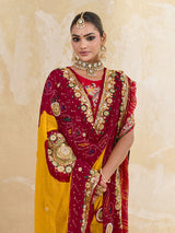 KcPc Pure Georgette Rajasthani Chunri DupattasRed Lemon PomchaAJM