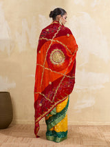 KcPc Pure Georgette Handmade Bandhej With Zari Thread Work Rajasthani Chunri (Piliya)