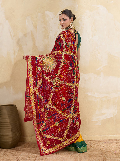 KcPc Latest Pure Georgette Rajasthani Chunri Dupattas  Red(chunri)