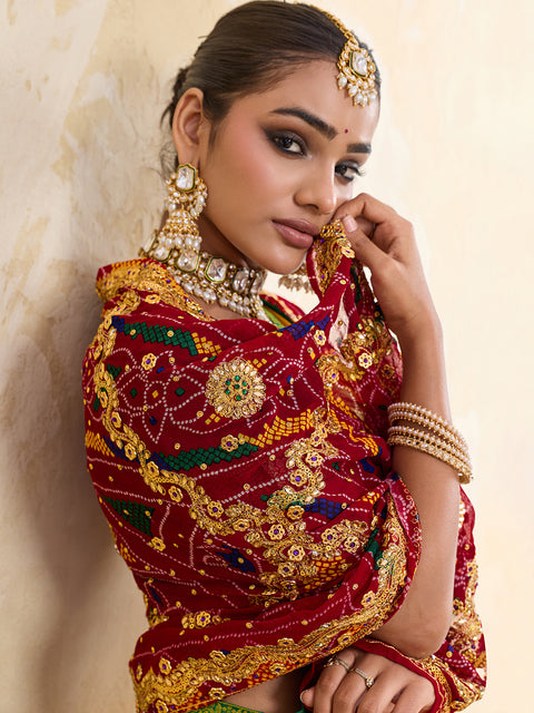 KcPc Latest Pure Georgette Rajasthani Chunri Dupattas  Red(chunri)