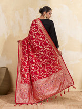 KcPc Royal Banarasi Style Dola Silk Dupatta with Zari Weaving SACR