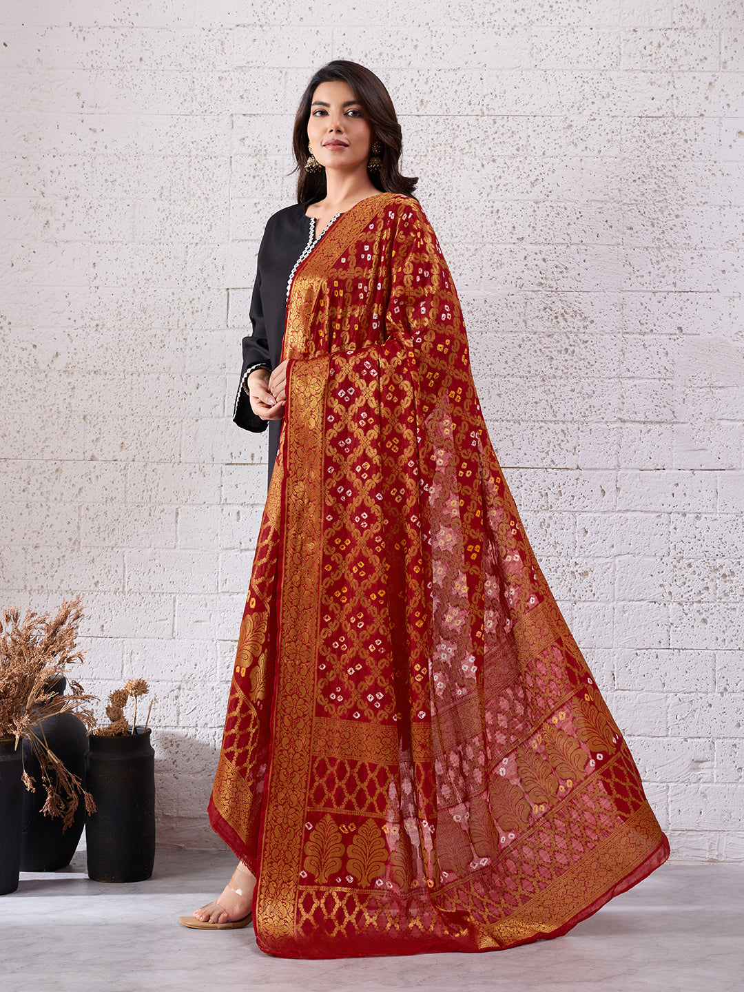 KcPc Special Silk Bandhani Dupatta with Handmade WorkSA