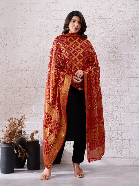 KcPc Special Silk Bandhani Dupatta with Handmade Work  SA