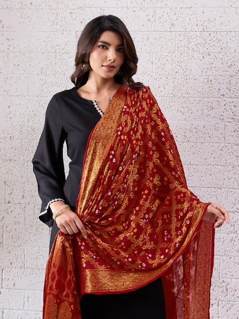 KcPc Special Silk Bandhani Dupatta with Handmade Work  SA