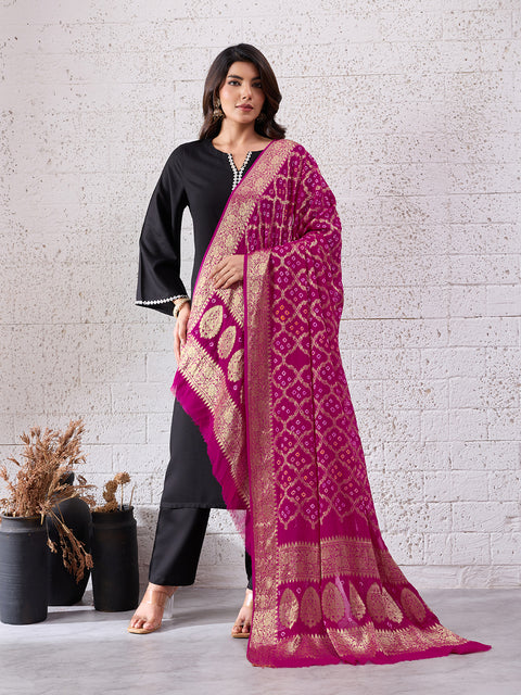 KcPc Pure Georgette Banarasi Bandhani Dupatta Rani