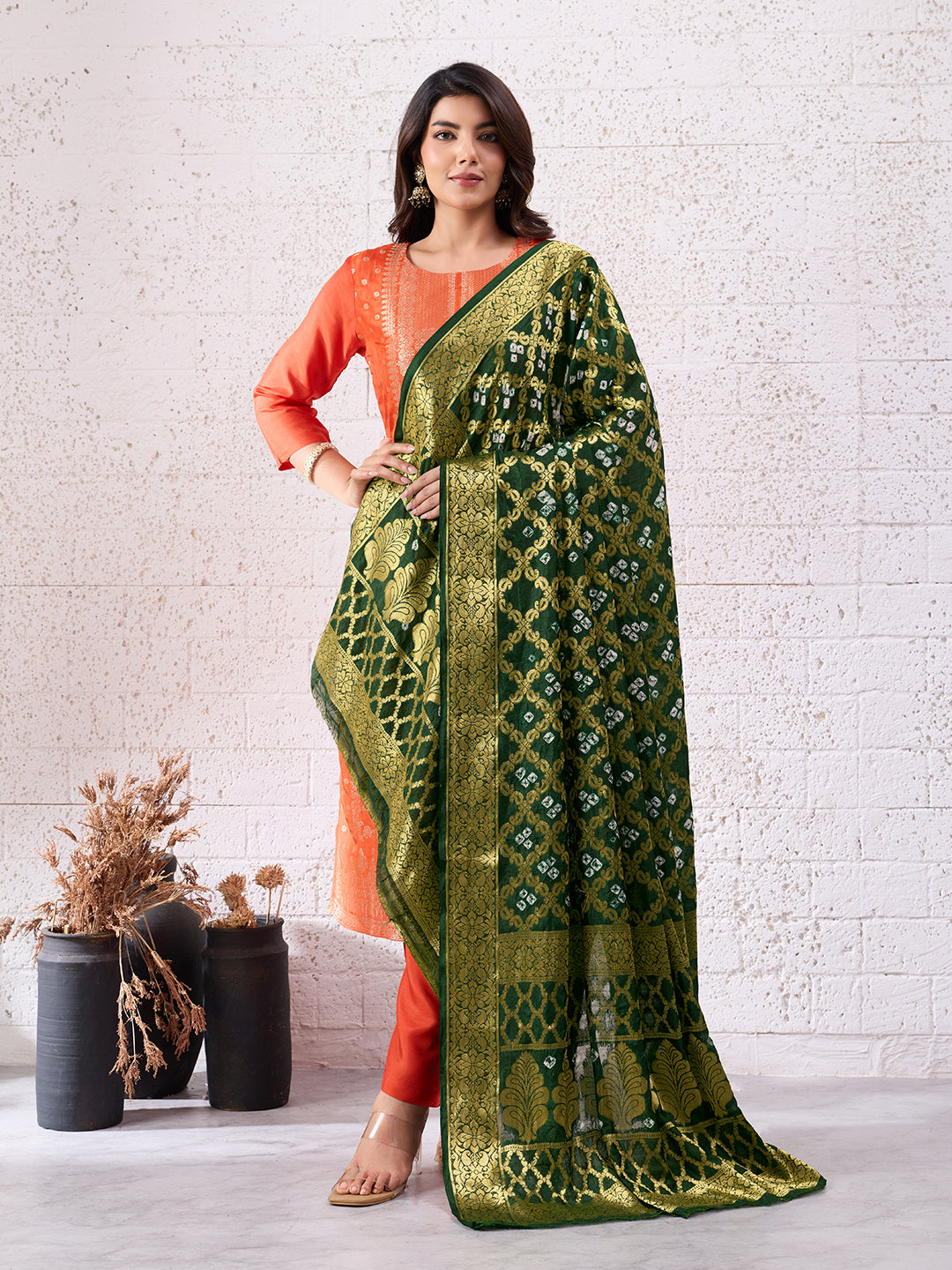 KcPc Special Silk Bandhani Dupatta with Handmade WorkSA