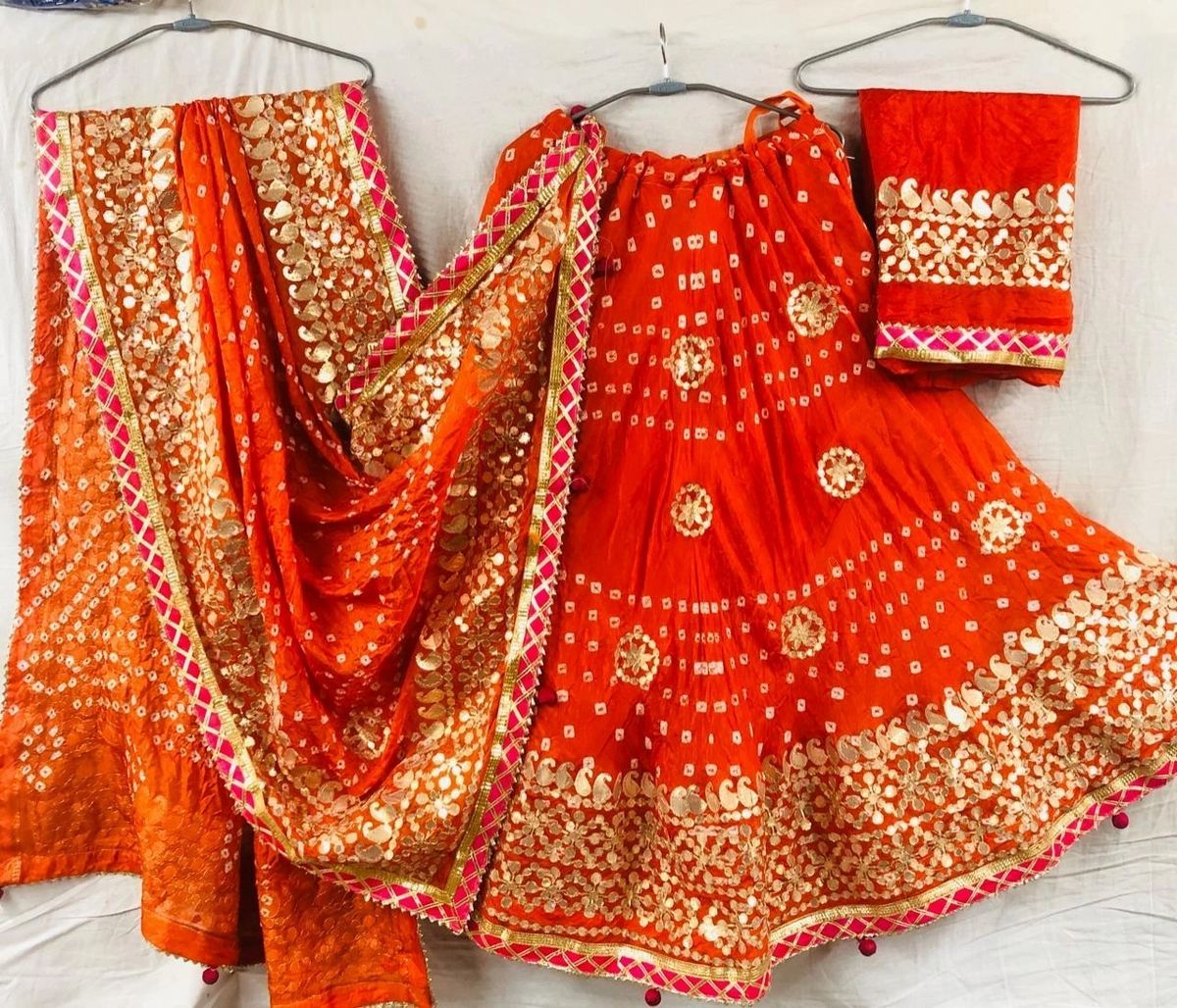 KcPc Orignal Hand Bandhej Tapeta Silk LehengaKML