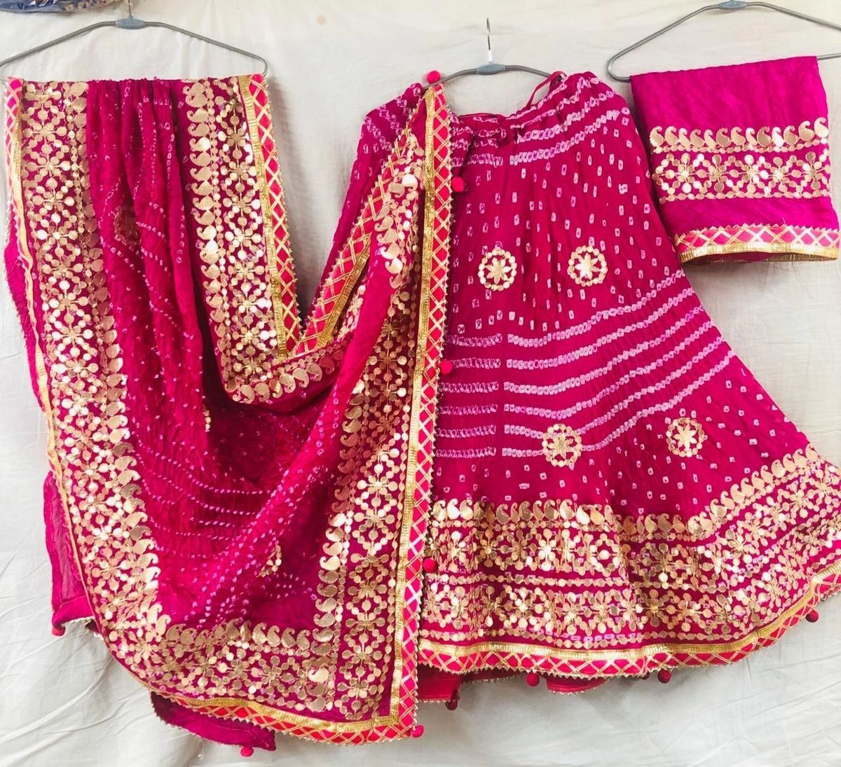 KcPc Orignal Hand Bandhej Tapeta Silk Lehenga KML