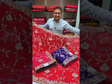  Chinon Rajwadi Style Sequence Embroidery Work saree in red colour