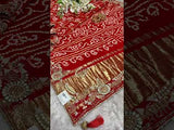 Gaji Silk Gharchola with white Cutdana Beads Mirror work Saree