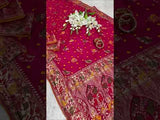 By Chinon silk Beautiful Kalamkari Style Saree in purple colour