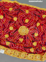 KcPc Marriage Purpose Chunri Pilia Dupatta 1.5 pat Traditional Chakra Belbuti Chunri (Pure Ojariya Fabric)