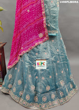 KcPc New Pure Tissue Handloom With Pure Chinon Dupatta Cutdana Mirror Handwork Lehenga MAD