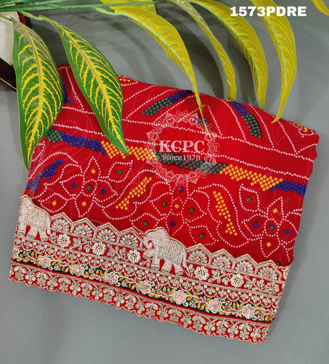 KcPc New Marwadi Pure Georgette bandhani Heavy Gotapatti work border Dupatta