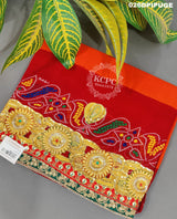 KcPc Marriage Purpose Chunri Pilia Dupatta 1.5 pat Traditional Chakra Belbutipila (Pure Georgette Fabric)