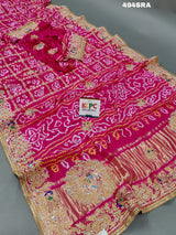 Bandhani Style saree with Gulin Jardozihandwork 