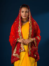 KcPc Pure Georgette Rajasthani Chunri DupattasRed Orange pilaAJM