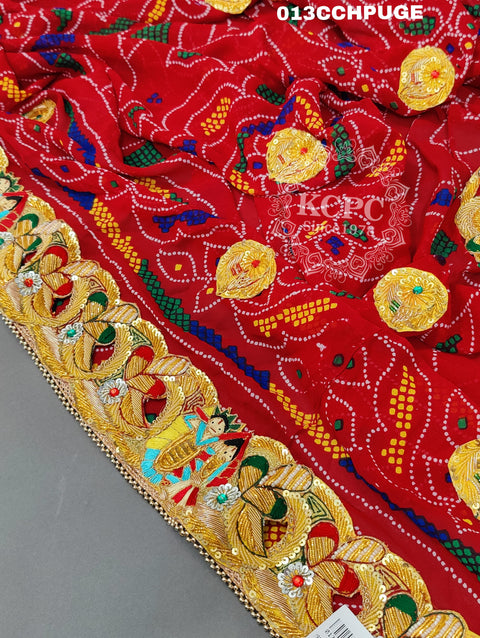 KcPc New Beautifull Heavy Belbuti jaipuri Odhna Chunri(Pure Georgette Fabric)