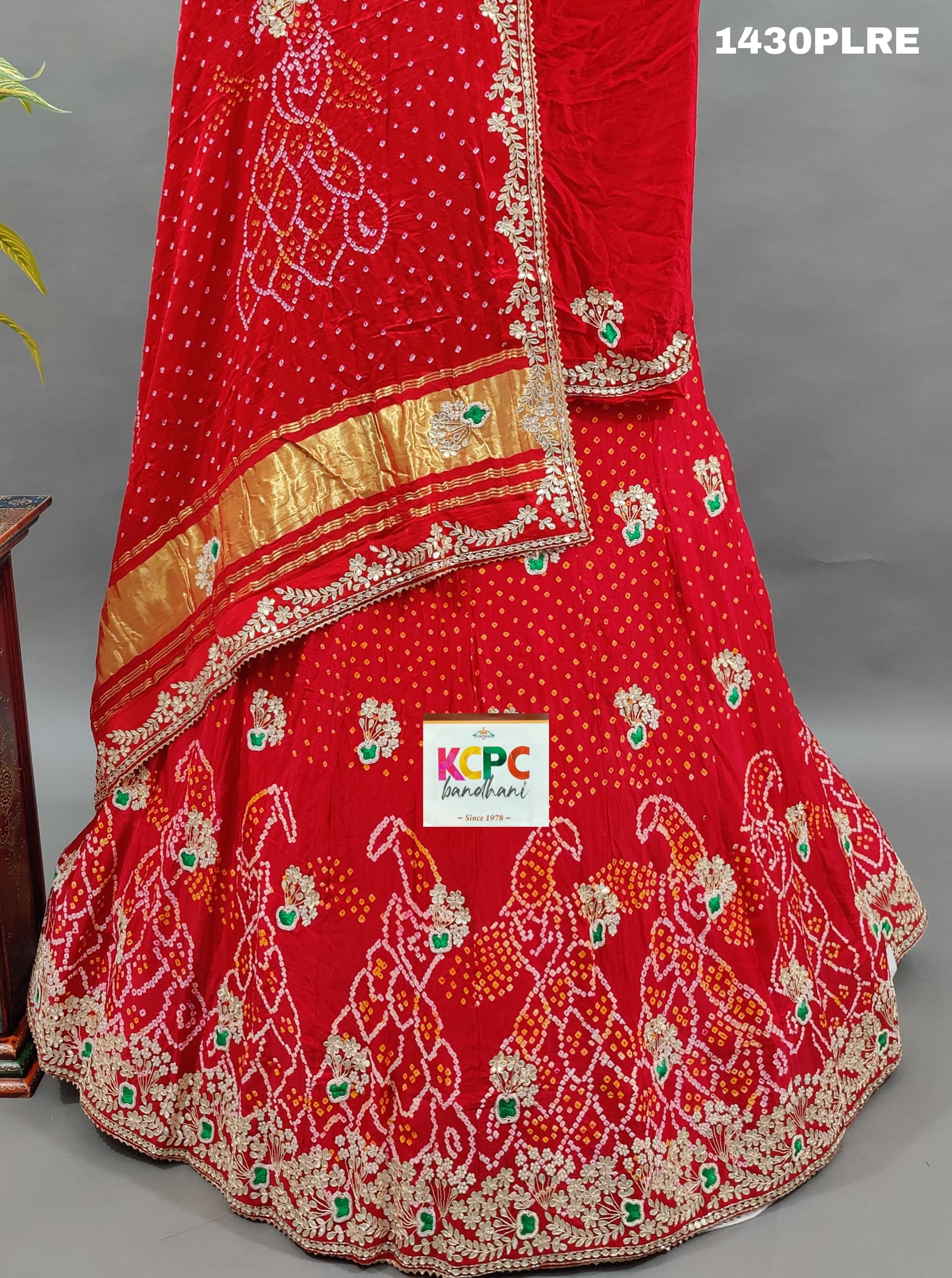  Gaji silk With Gotapatti work Lehenga inred colour