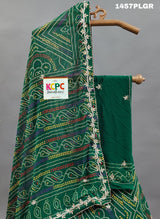 A traditional green lehenga with gotapati work