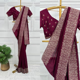 wine Vichitra silk saree with embroidery under 2000