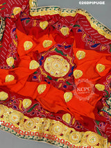 KcPc Marriage Purpose Chunri Pilia Dupatta 1.5 pat Traditional Chakra Belbutipila (Pure Georgette Fabric)
