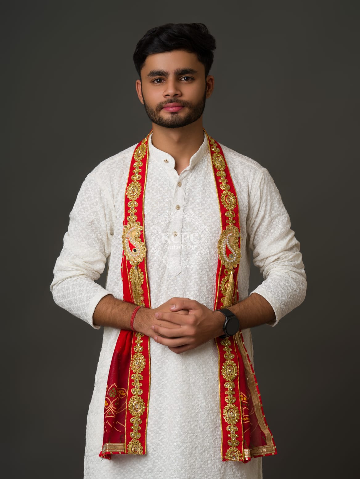 KcPc Pila Chunri Print Men's Dupatta For Mangal Path RSC