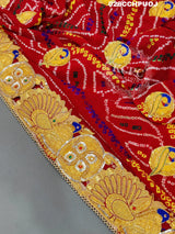 KcPc Latest Ethnic Indian Marriage Bridal Chunri Pila Odhna in peacock belbuti work Chunri (Pure Ojariya Fabric)