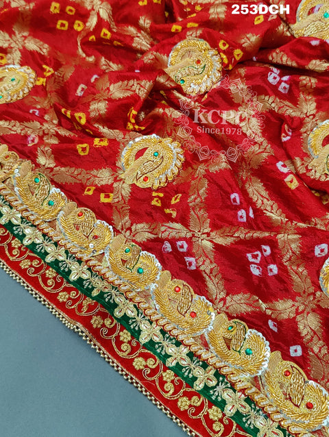 KcPc Banarasi Gharchola Heavy Belbuti Odhna In dupatta size  Red Chunri