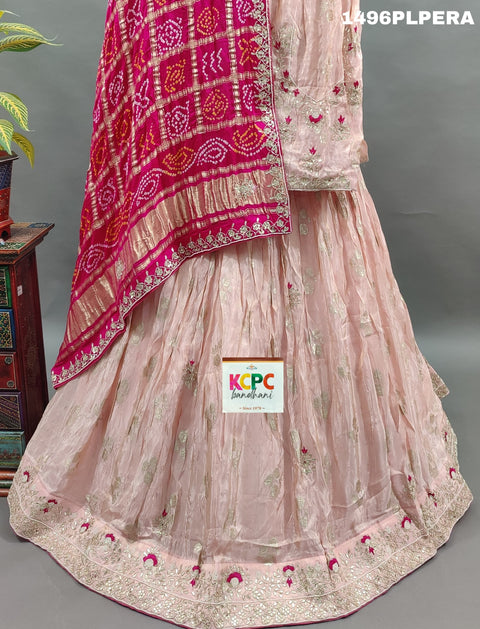 KcPc Beautiful Pure Tissue Silk Lehenga with Gaji silk Dupatta Cutdana Gotapatti work Lehenga set ,MAD