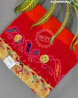 KcPc New Beautifull Heavy Belbuti jaipuri Odhna Pila(Pure Ojariya Fabric)