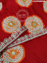 KcPc New Gaji silk Handmade Laddu Bandhej Gota patti Work Dupatta AMT