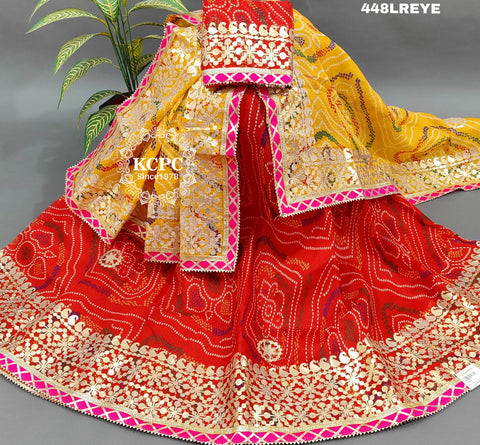 KcPc Pure Kota Doria Bandhej Lehenga Chunni KML