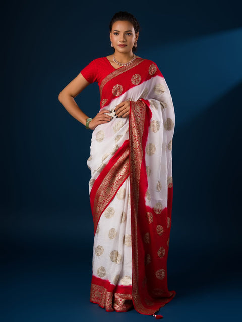 KcPc Pure Georgette Zari Faag Shadded Saree  RG