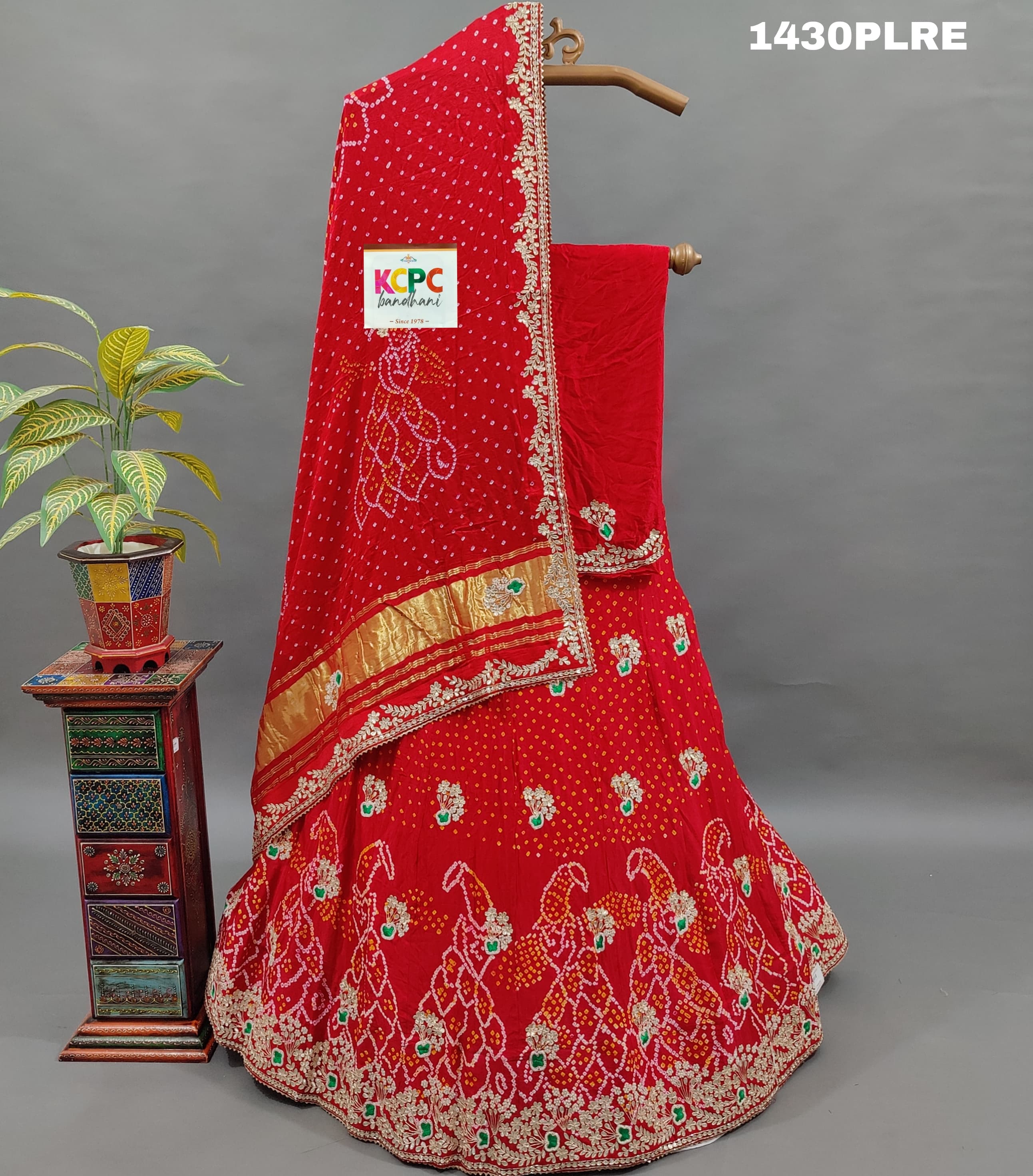  Gaji silk With Gotapatti work Lehenga inred colour