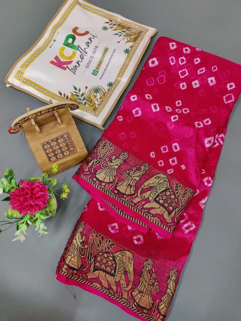 KcPc New Handmade Bandhej Bandhani Viscos Silk Saree